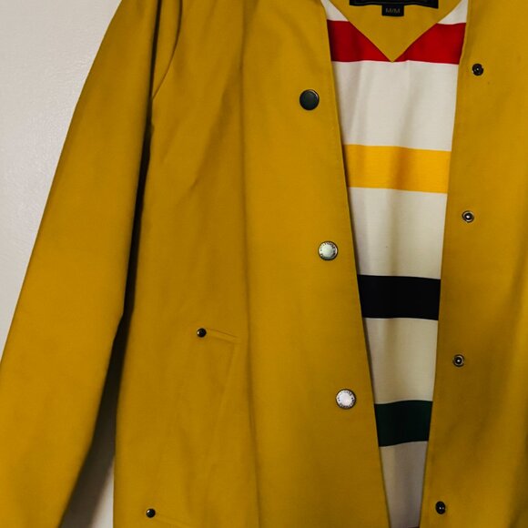 Pendleton Astoria Rain Jacket M Yellow Hooded Coat Waterproof Lined Stripe Parka - Picture 13 of 15